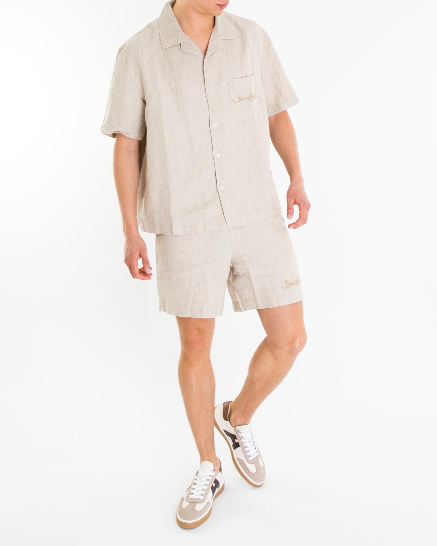 Heren Garden Hose Linen Short Beige