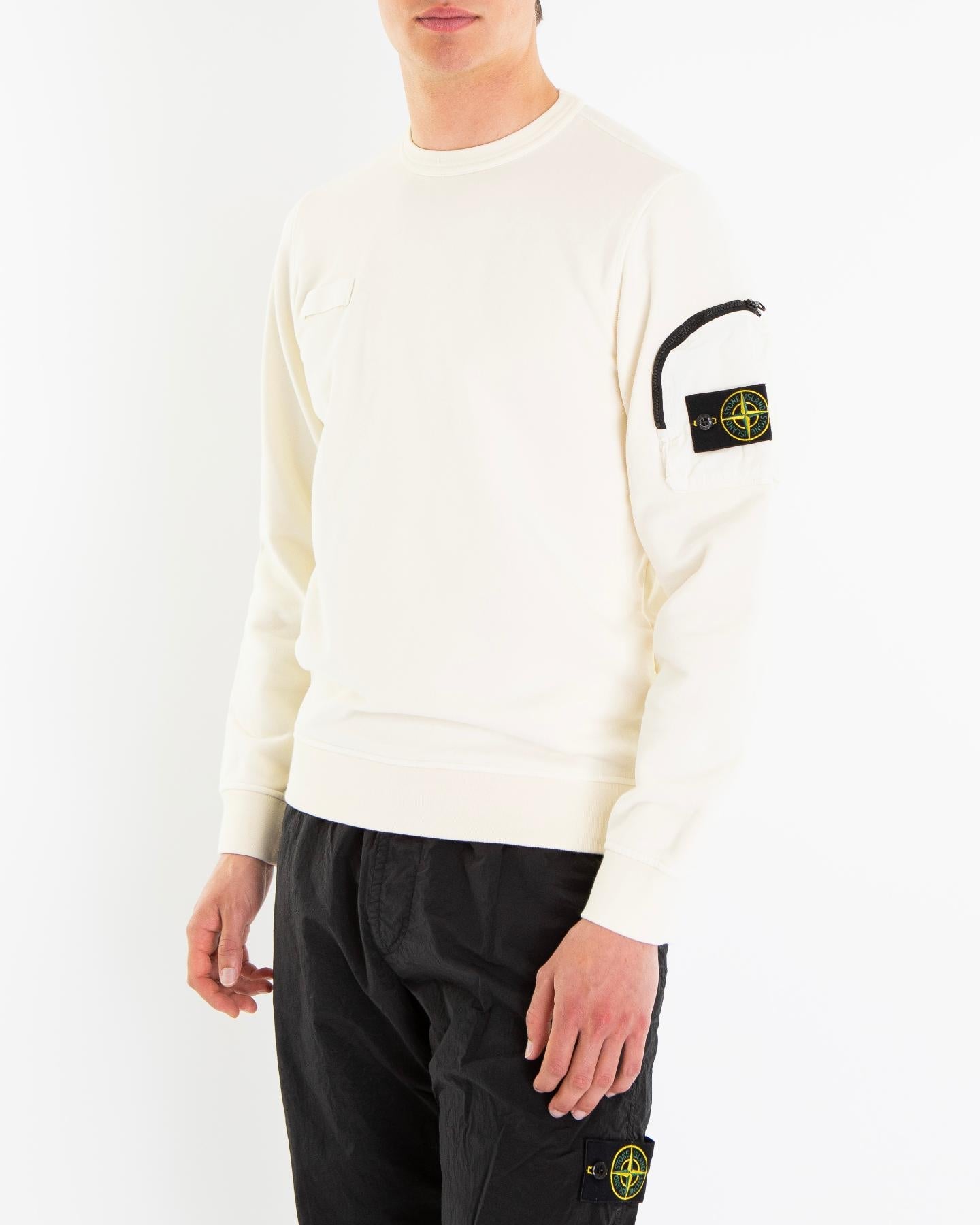 Stone Island Heren Sleeve Pocket Sweater Ivory - Eleganza.nl