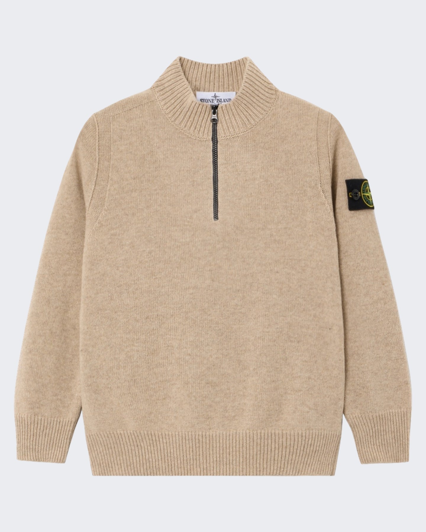 Stone Island Kids Polo met lange mouwen in beige - Eleganza.nl