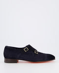 Santoni Men's Double Buckle Loafer Blue