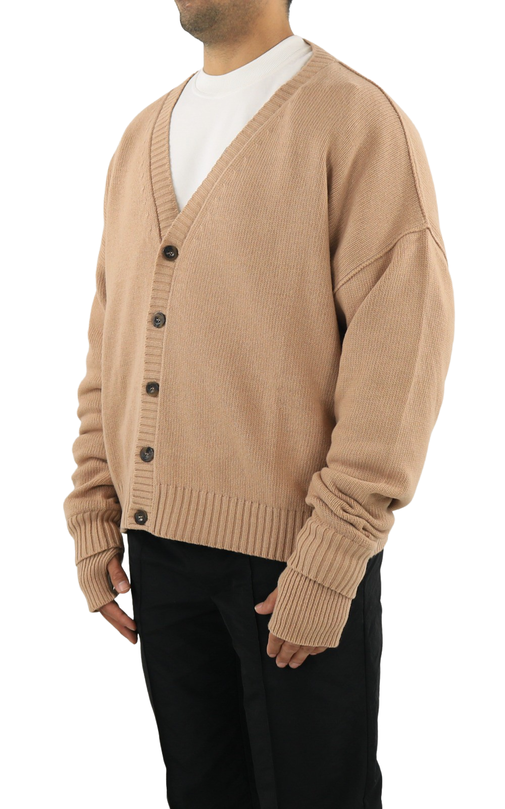 Men Oversized Logo Cardigan Natur