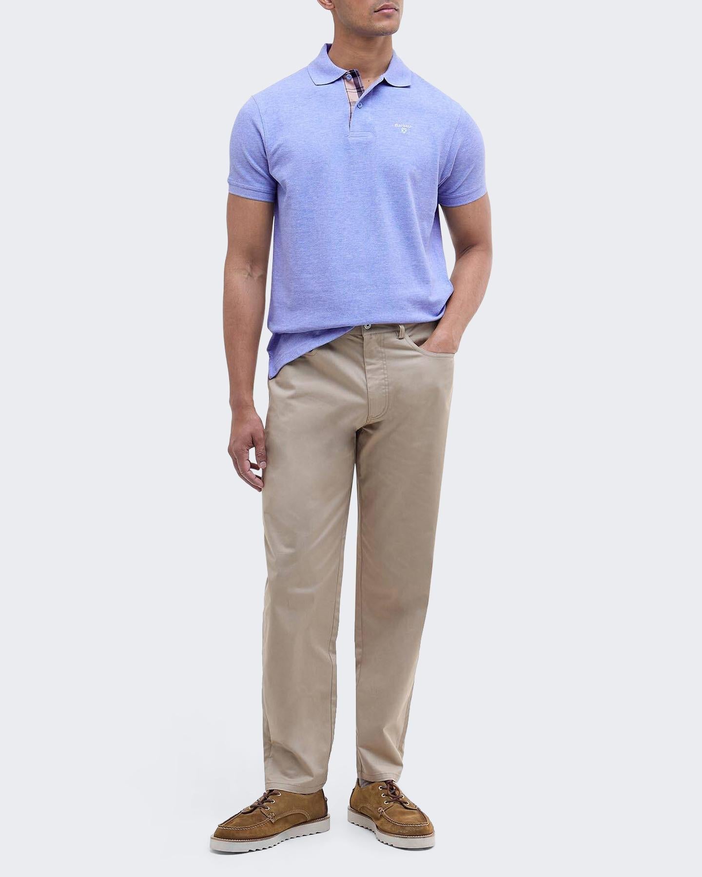 Heren Tartan Pique Polo Blauw