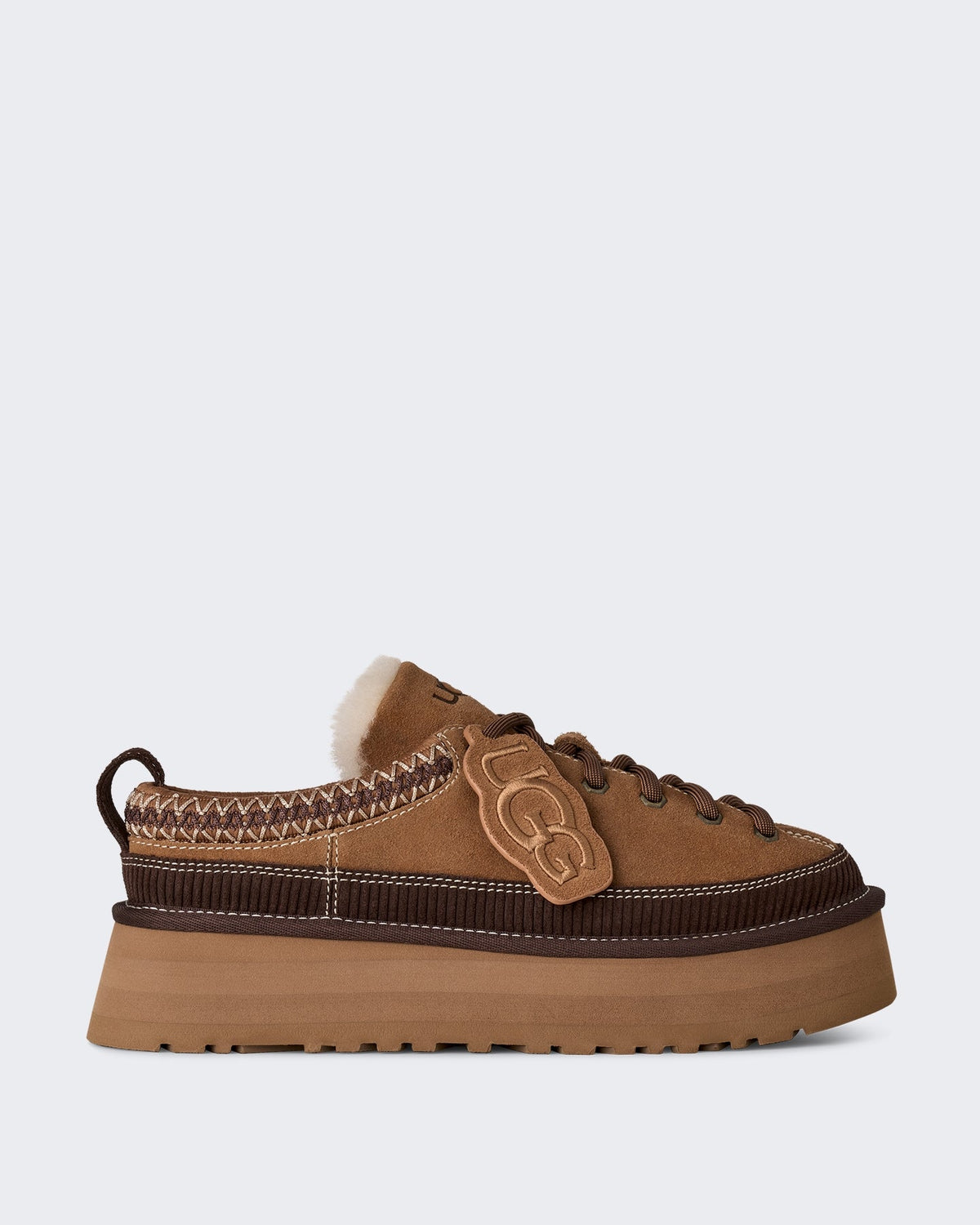UGG Dames Slipper met vetersluiting en heritage design Beige - Eleganza.nl