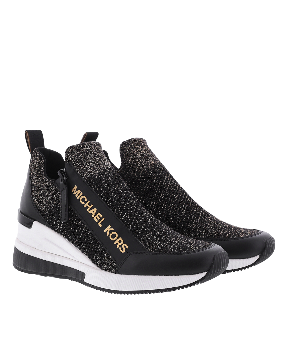 Michael Kors Women Willis Wedge Sneaker Black Gold Eleganza
