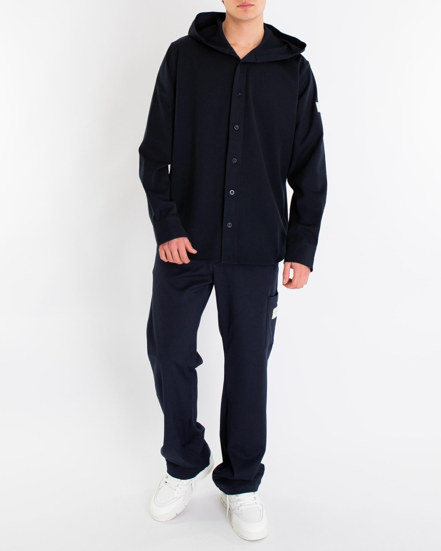 Heren Atelier Hooded Shirt Blauw