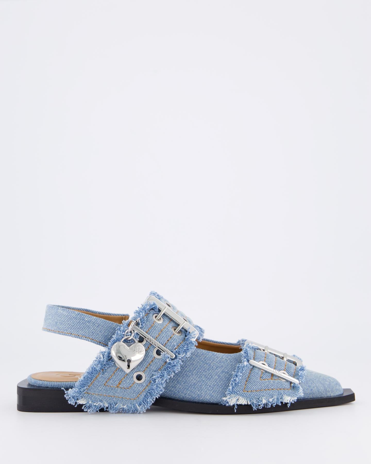 Dames Chunky Buckle Ballerina Blauw