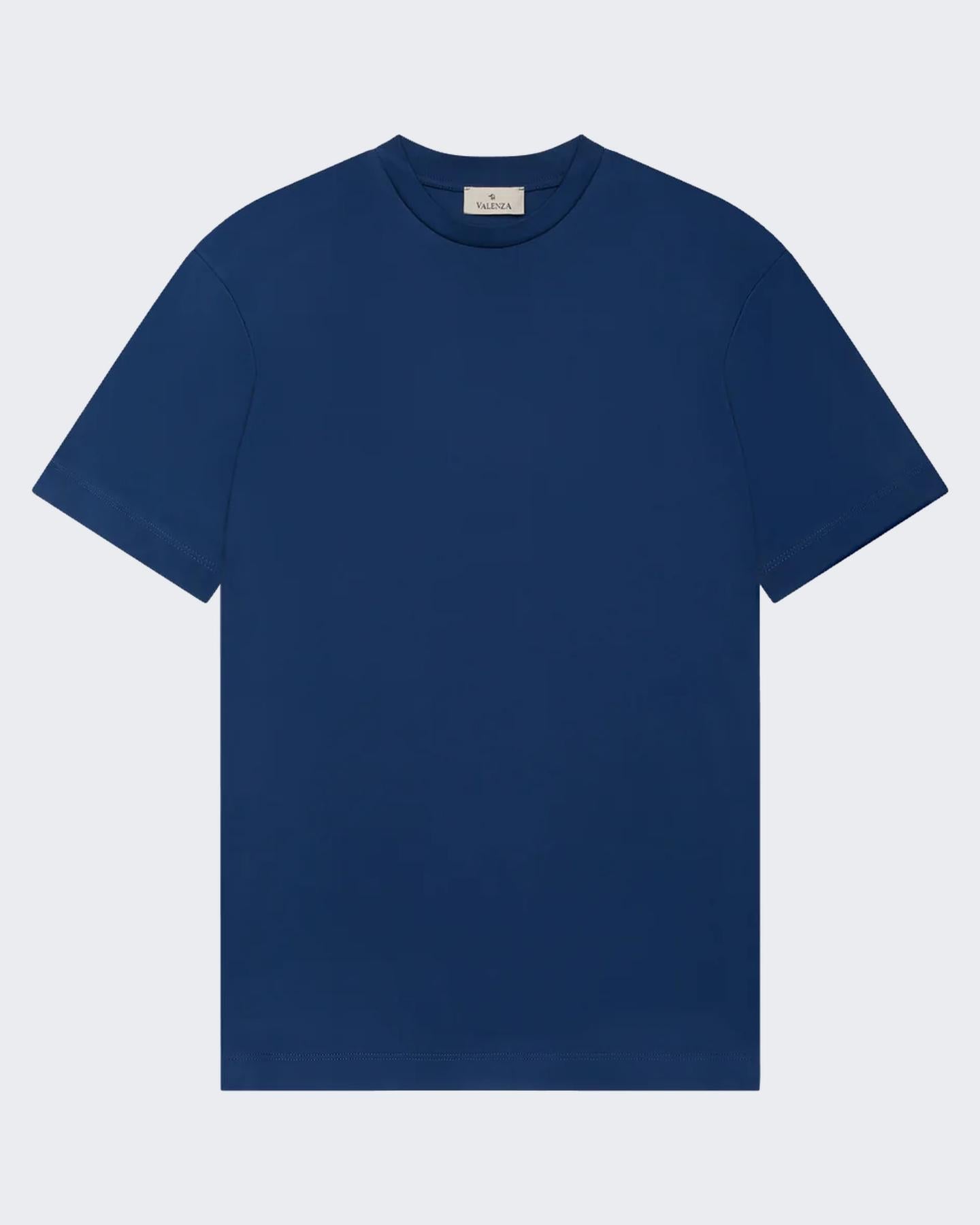 VALENZA Heren Interlock Supima T-Shirt Blauw - Eleganza.nl