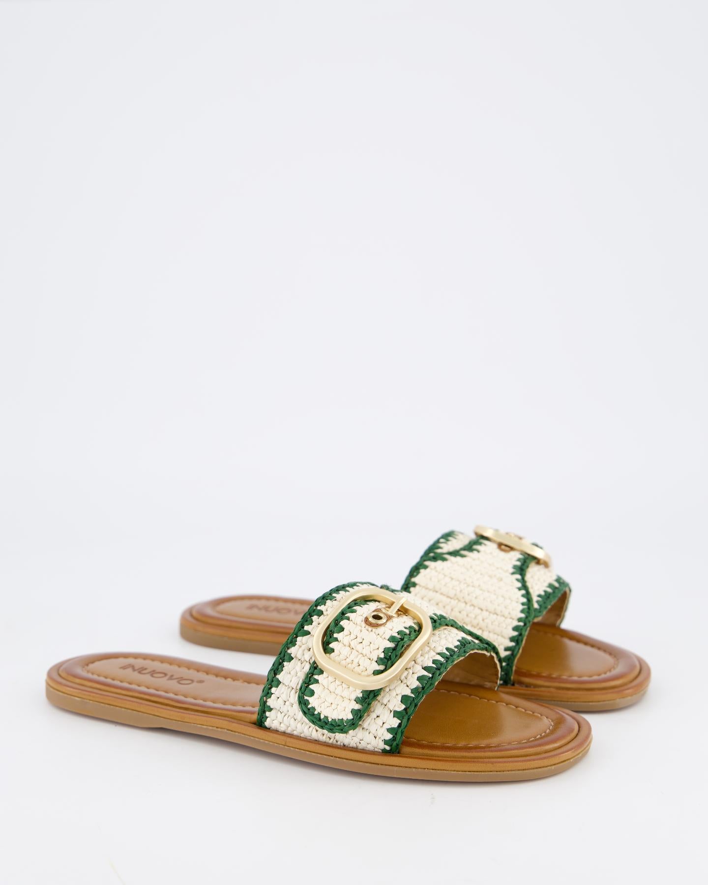 Dames Bicolor Woven Slipper Groen