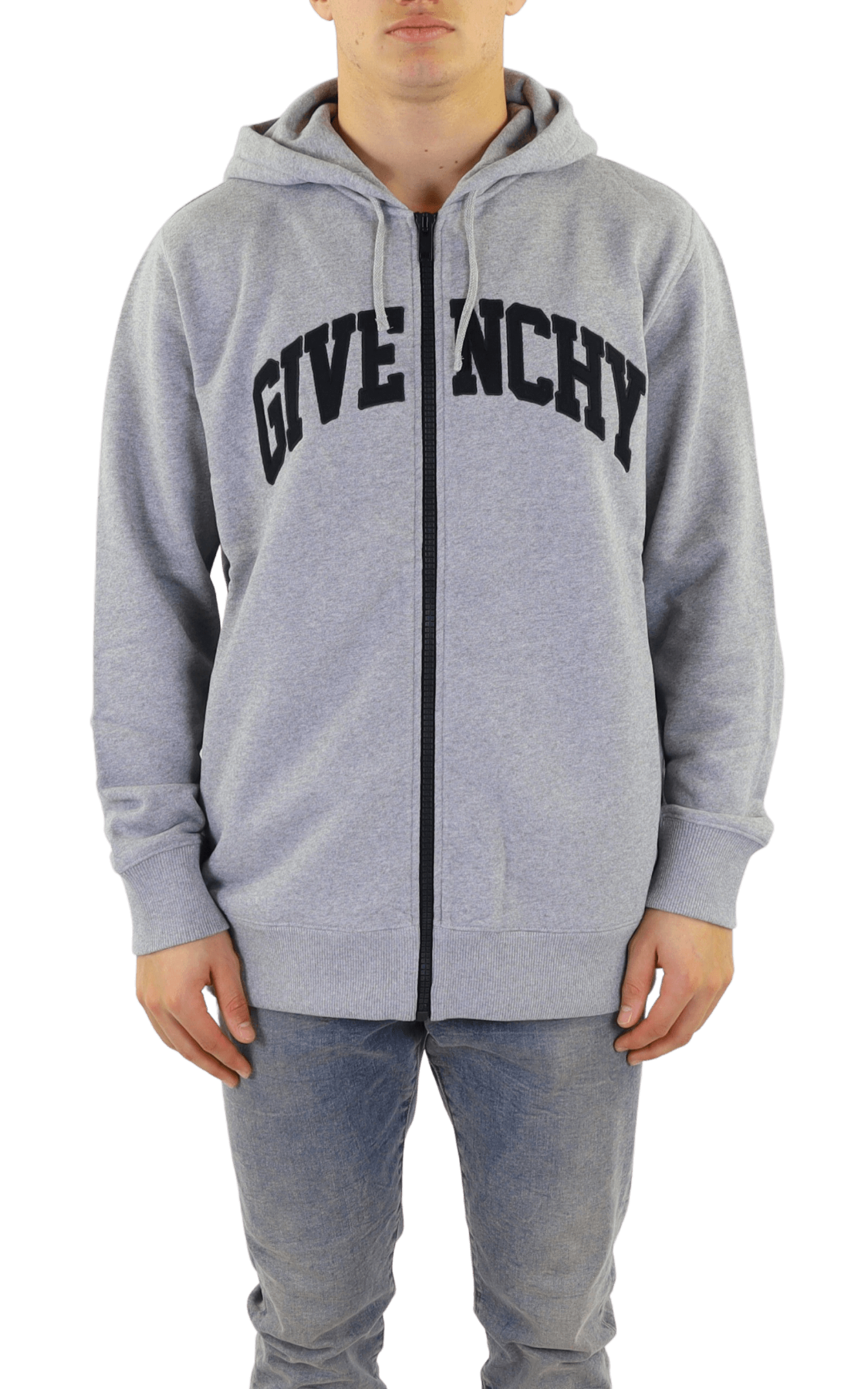 Men Classic Zip-Up Hoodie Gray