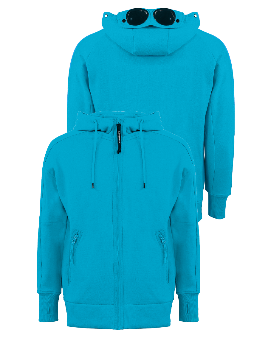 Men Zip-up goggle hoodie blue