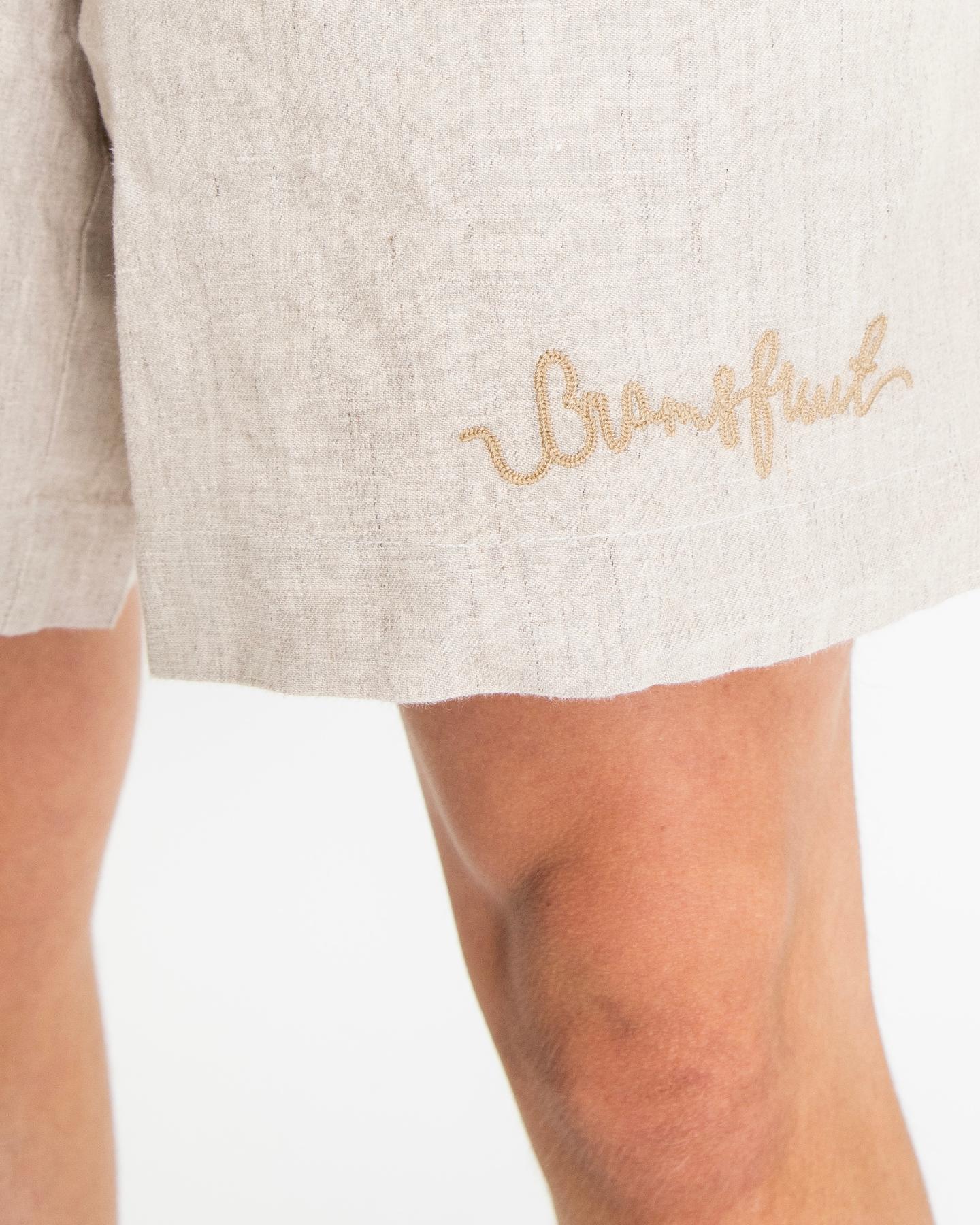 Heren Garden Hose Linen Short Beige