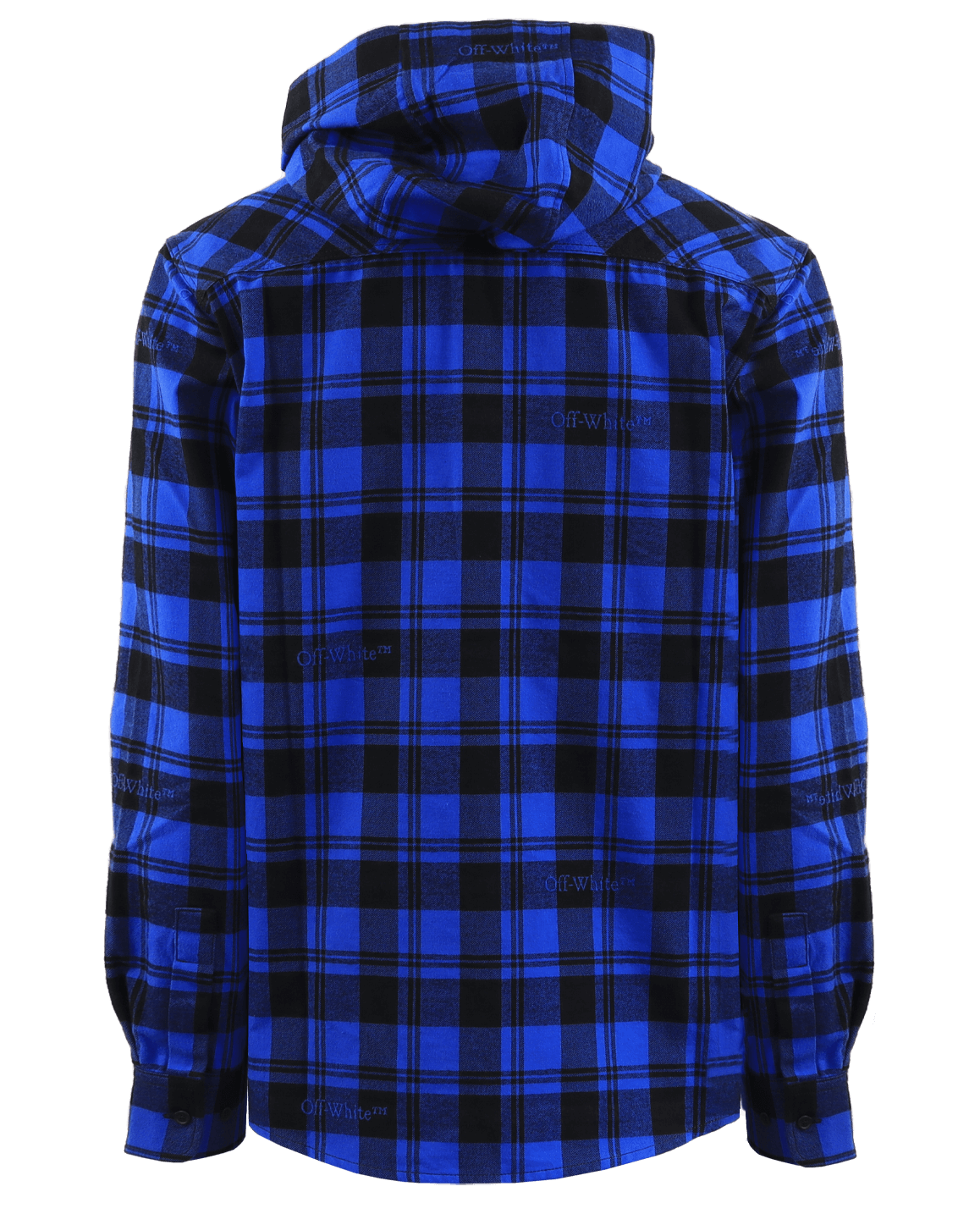Men Check Flannel Hooded Blue