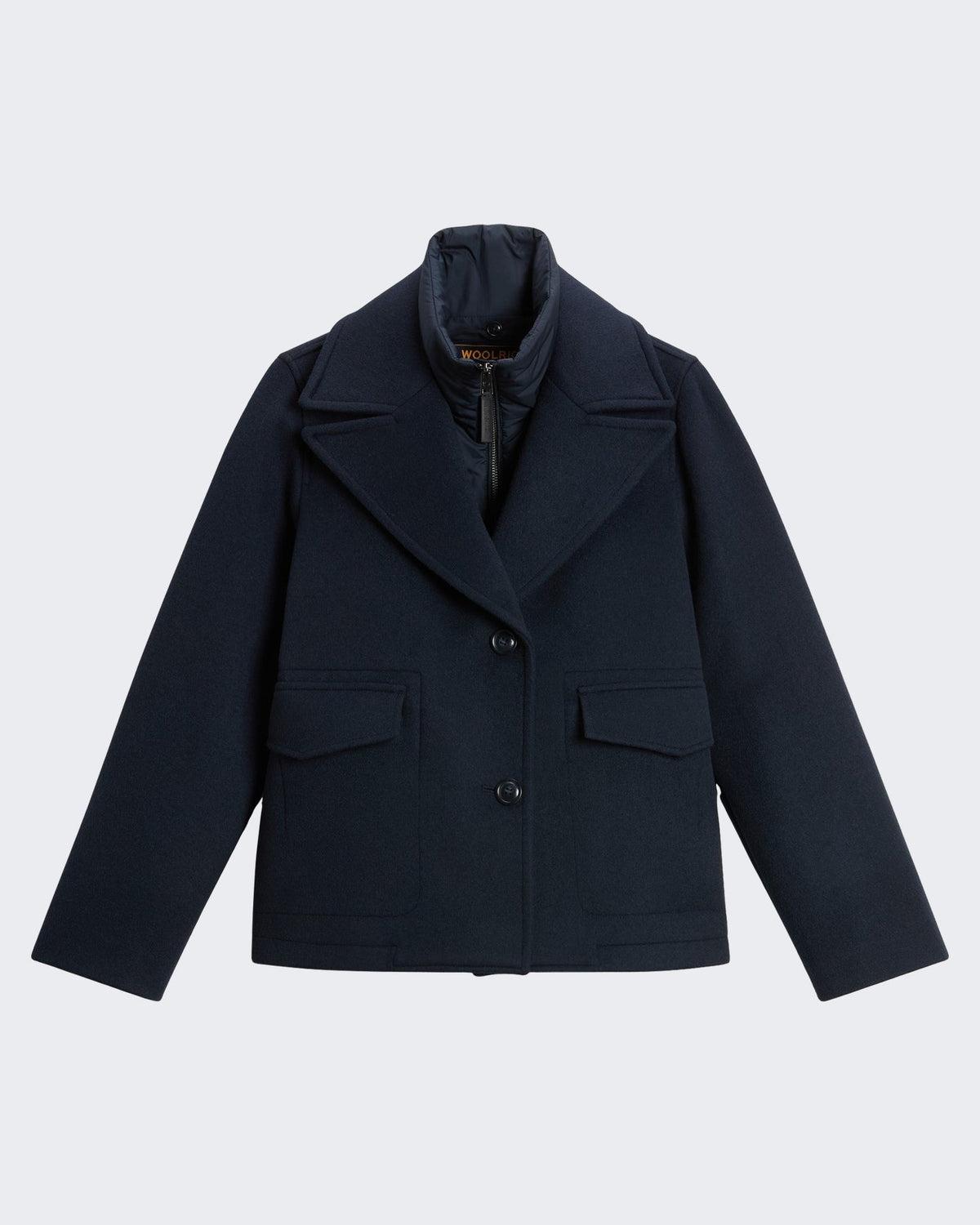 Woolrich Dames Melton wollen 2-in-1 peacoat Blauw - Eleganza.nl