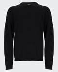 Men's Lamswollen sweater met ronde hals Black — huidige kleur