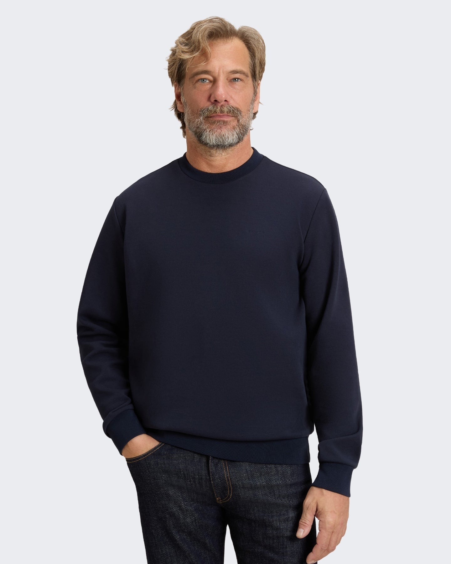 Woolrich Heren Logo sweater met ronde hals Blauw - Eleganza.nl