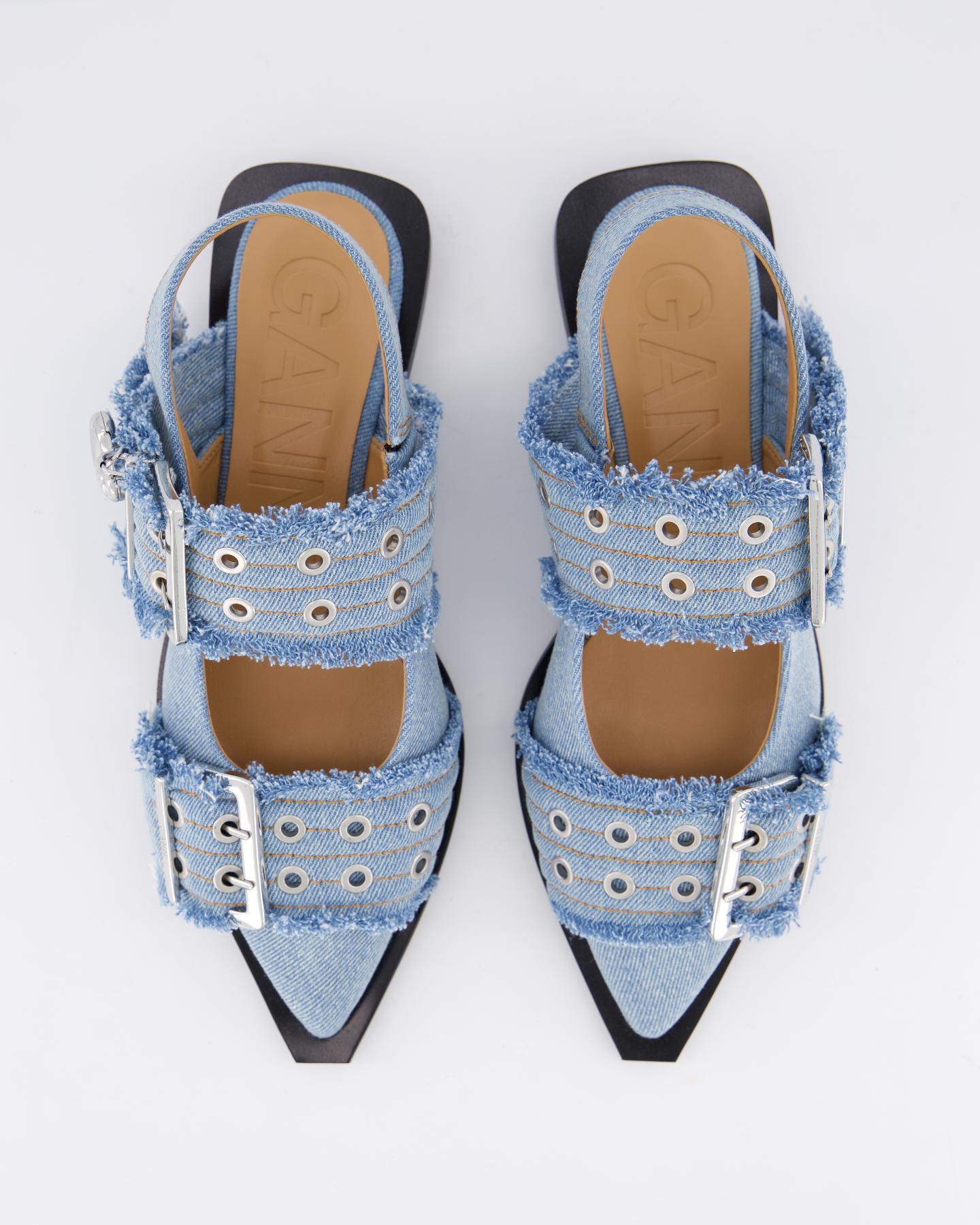 Dames Chunky Buckle Ballerina Blauw