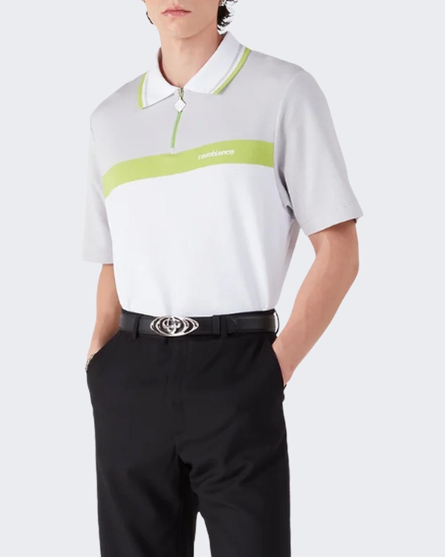 Casablanca Heren Quarter Zip Polo Wit/Grijs