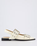 Ganni Women's Chunky Buckle Ballerina White — huidige kleur