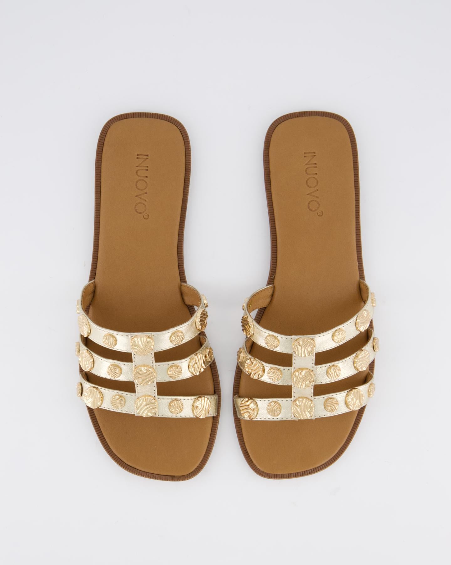 Dames Plate Studded Slipper Metallic