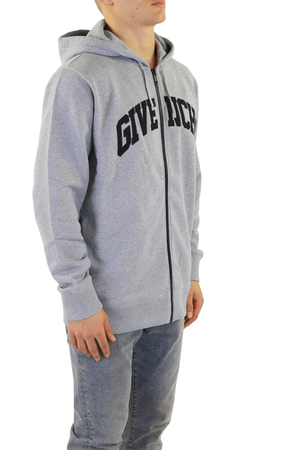 Men Classic Zip-Up Hoodie Gray