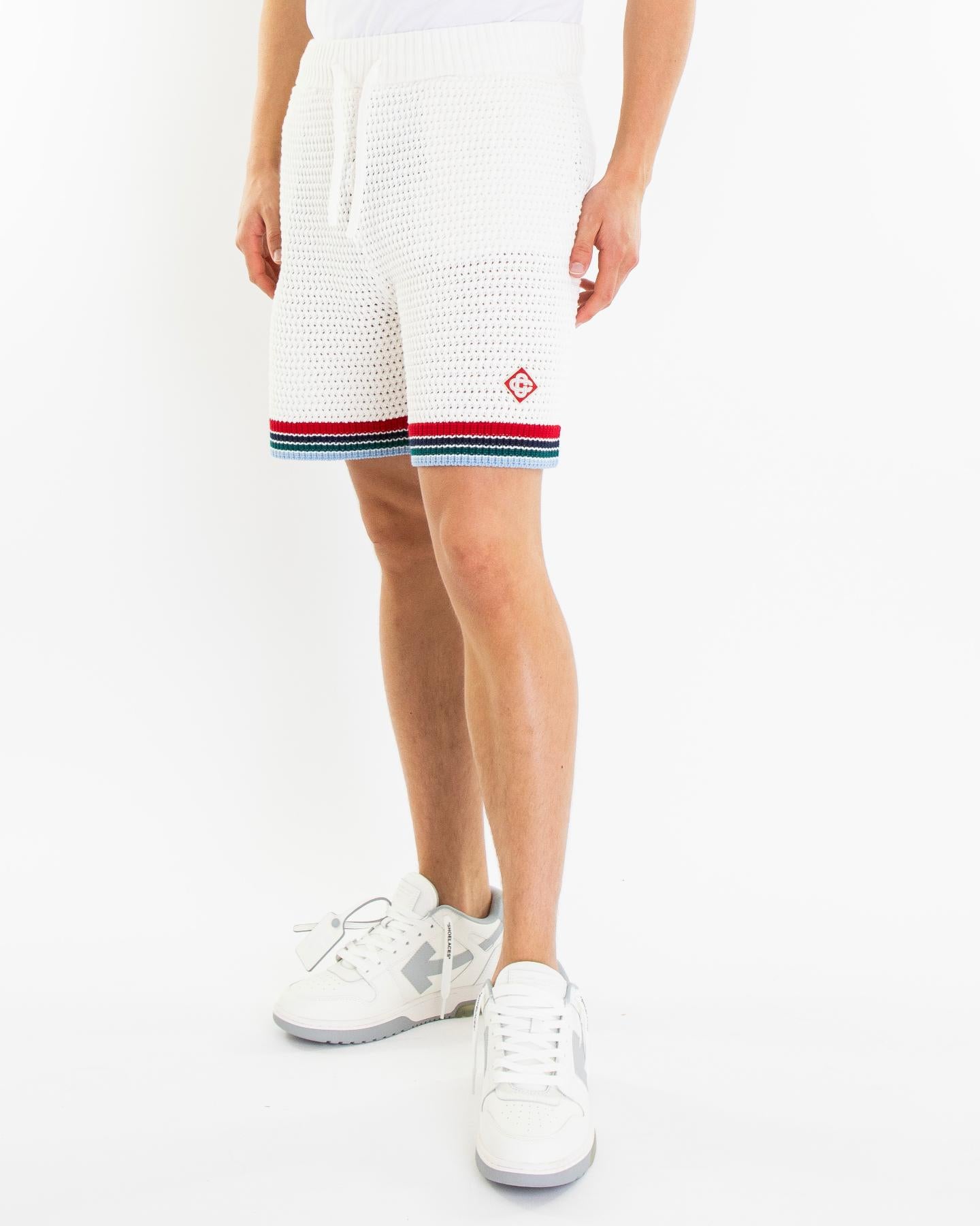 Heren Sporty Crochet Short Wit